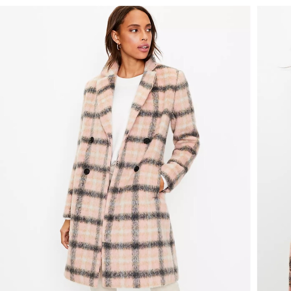 Loft Plaid Double Breasted Coat